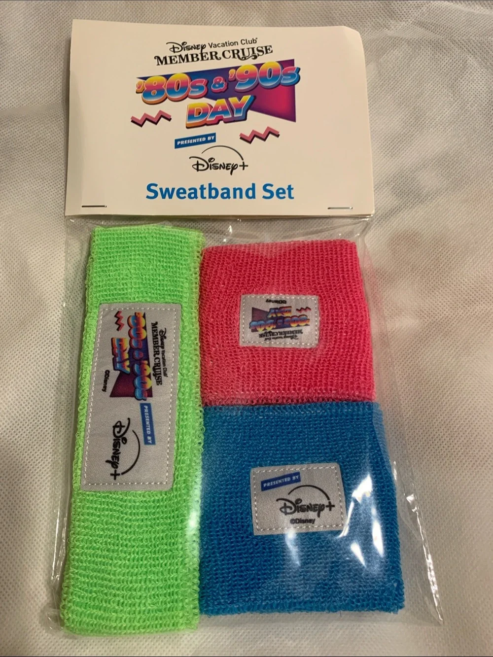 Disney Neon Sweatband Set in Green, Pink & Blue